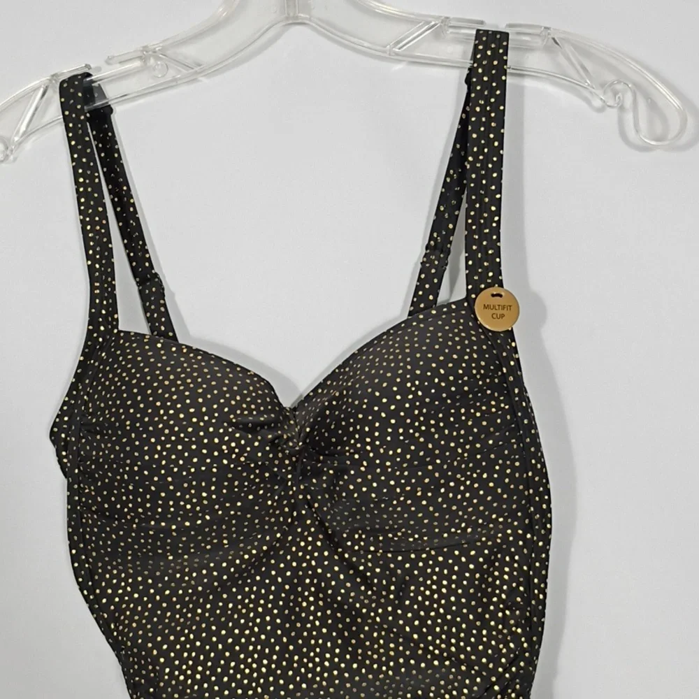 NWT Nip Tuck Swimsuit One Piece Black And Gold Multi Fit Cup Women's Size 4 - Picture 3 of 11